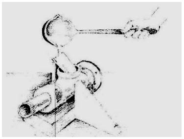 Fig. 81. Pouring the babbitt for the declination axis bearing.